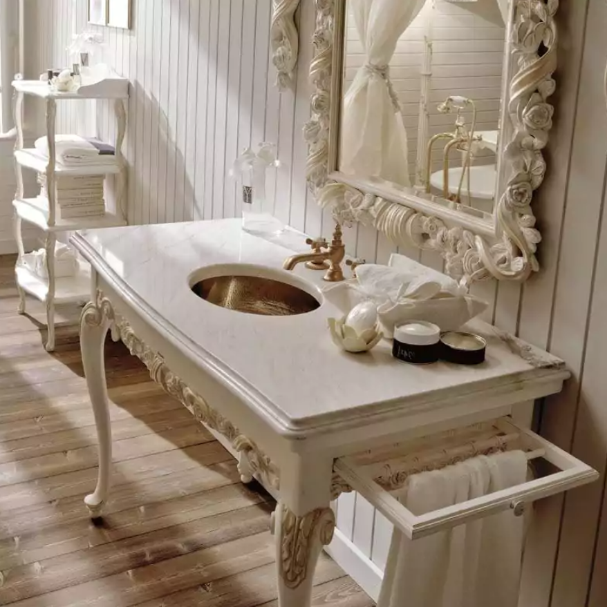 Lüks TÜRK Fildişi ve Altın Banyo Lavabo