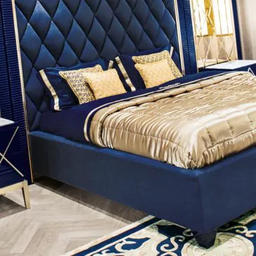 Üst Düzey Modern Mavi Kadife Osmanlı Depolama Yatağı