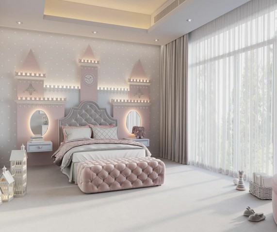 AMALİA KALE TASARIMLI MODERN KIZ ÇOCUK ODASI