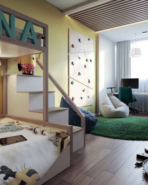 CERİNA TIRMANMA DUVARLI MODERN ERKEK ÇOCUK ODASI