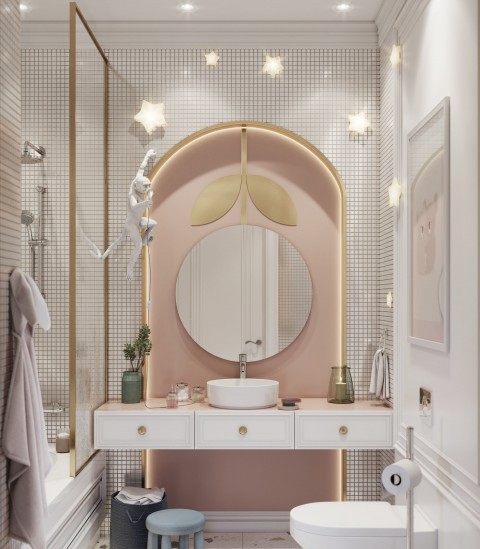 ÇERMİNKA MAT LAKE GOLD KULPLU LÜX BANYO DOLABI