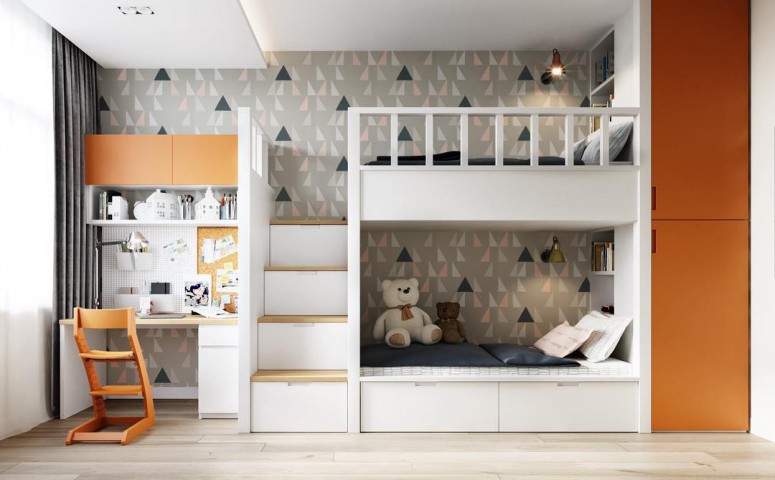 DİREMİKA RANZALI MODERN KIZ ÇOCUK ODASI