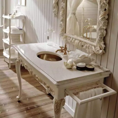 Lüks TÜRK Fildişi ve Altın Banyo Lavabo