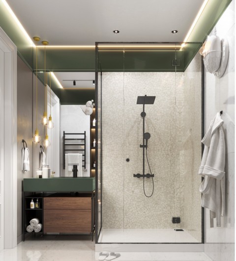 SEİNA SİYAH METAL PROFİLLİ CEVİZ KAPLAMA MODERN BANYO DOLABI