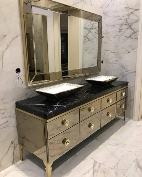 WİNONA PASLANMAZ AYAKLIO KROM LÜX MODERN BANYO DOLABI